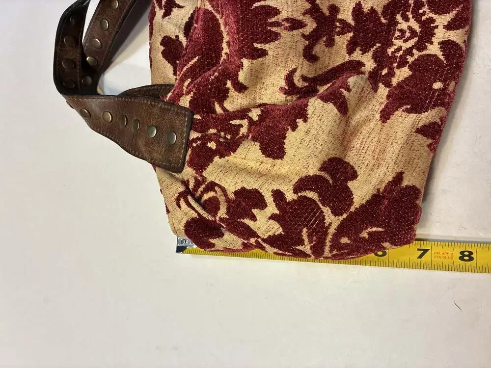 Far Nine Floral Embroidered Velvet and Leather Hobo Bag